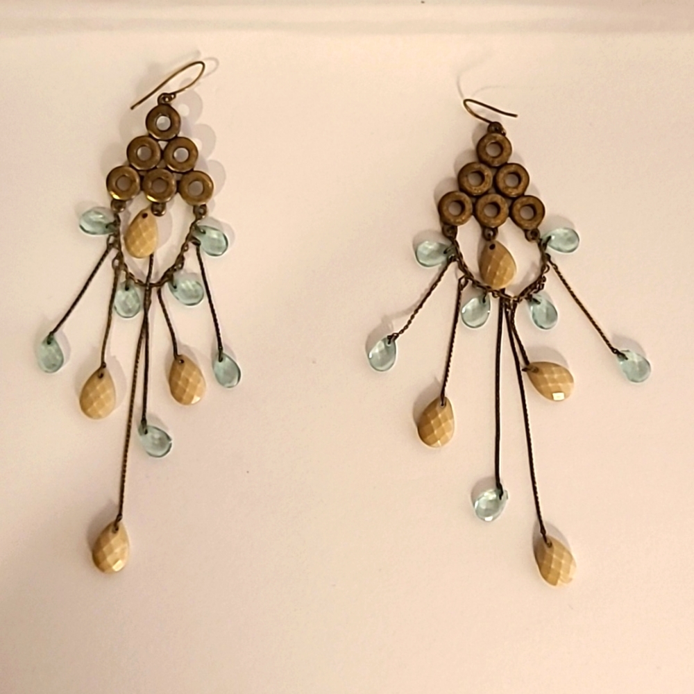 Beautiful beaded and seaglass beachy boho dangling delicate earrings